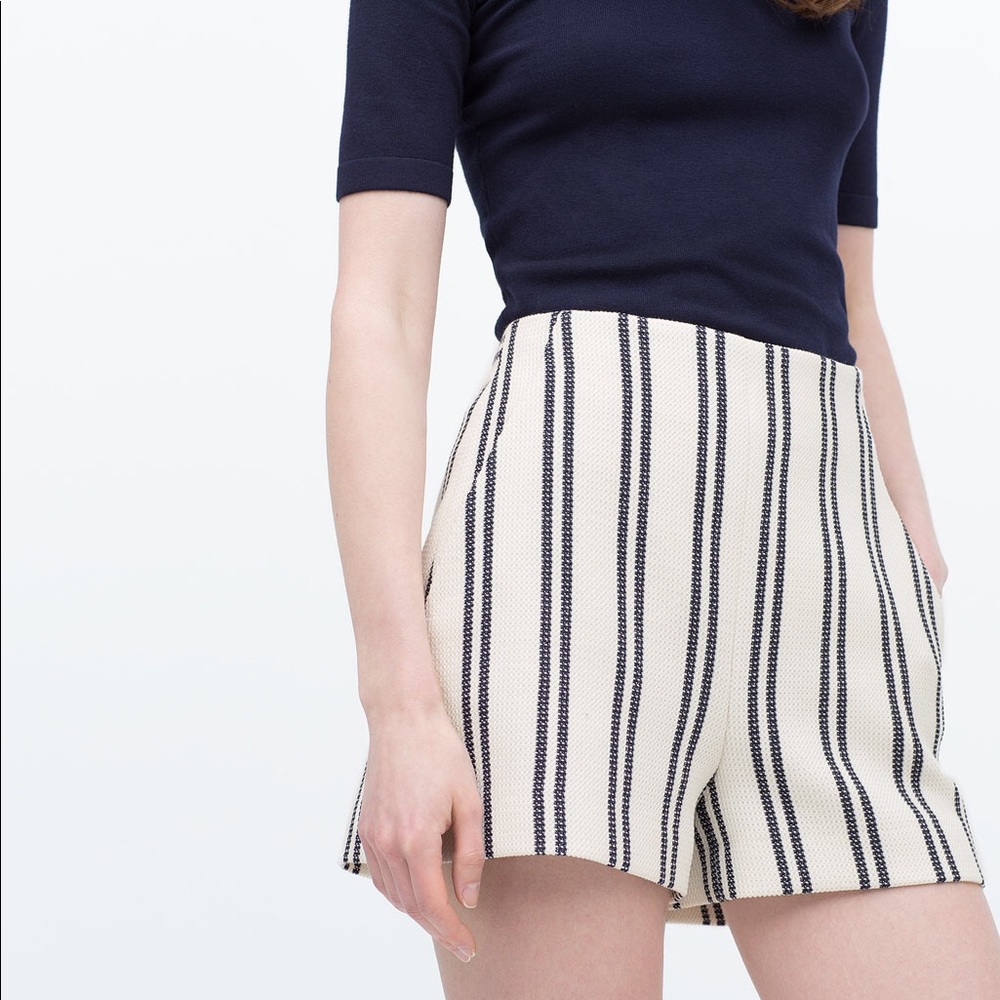 Zara High Waist Striped Shorts